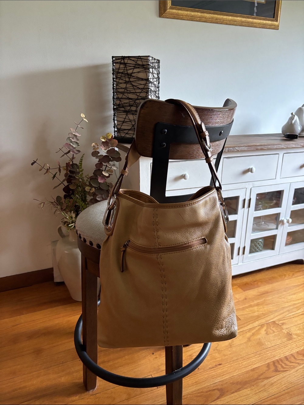 Liz Claiborne Tan Leather Hobo Shoulder Bag
